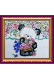 Magnets Bead embroidery kit Bear and Forget-me-not