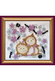 Magnets Bead embroidery kit Kittens in flowers
