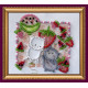 Magnets Bead embroidery kit Kittens in strawberry