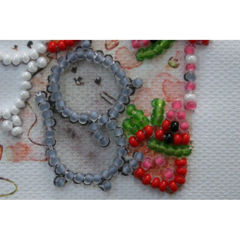 Magnets Bead embroidery kit Kittens in strawberry