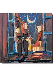 Mid-sized bead embroidery kit Cats at window
