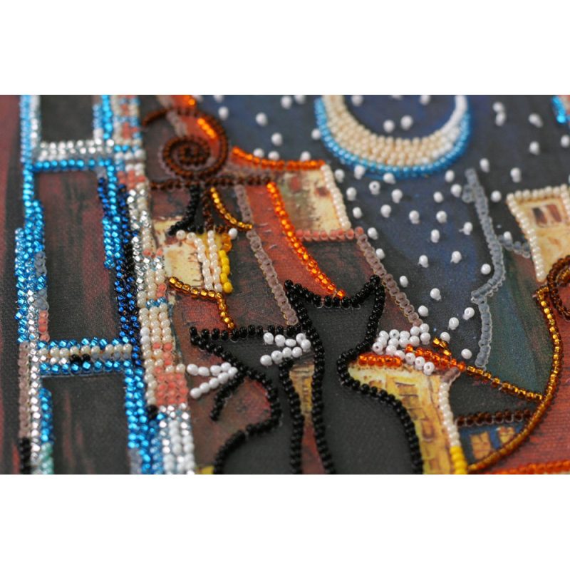 Mid-sized bead embroidery kit Cats at window