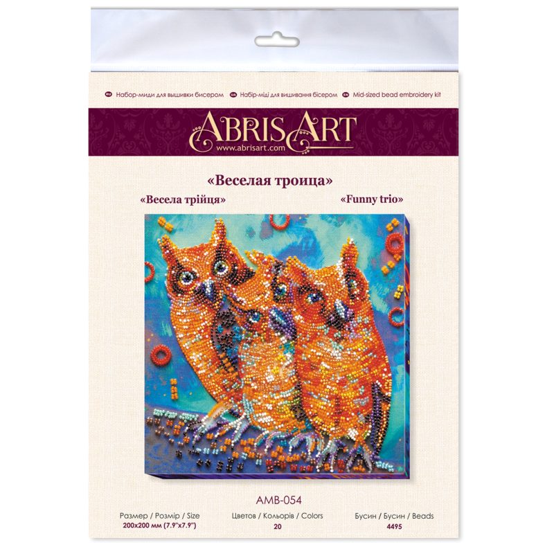 Mid-sized bead embroidery kit Funny trio