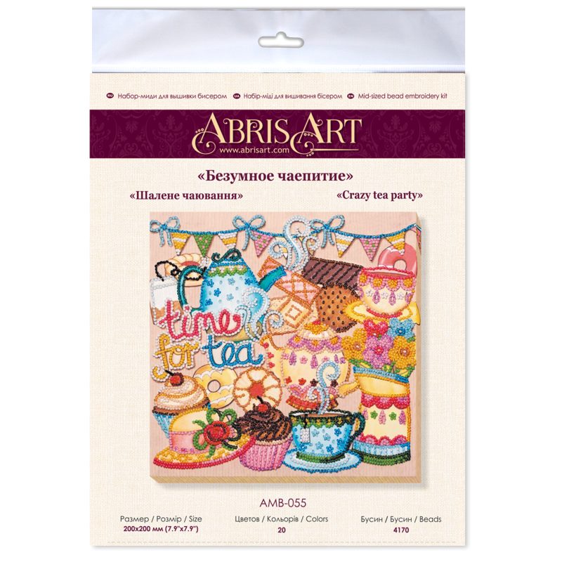 Mid-sized bead embroidery kit Crazy tea party