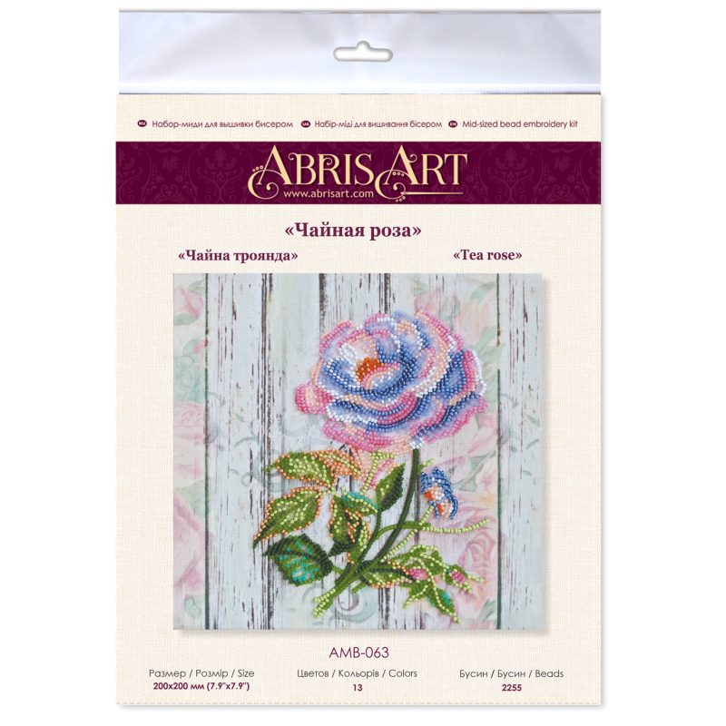 Mid-sized bead embroidery kit Сhina rose