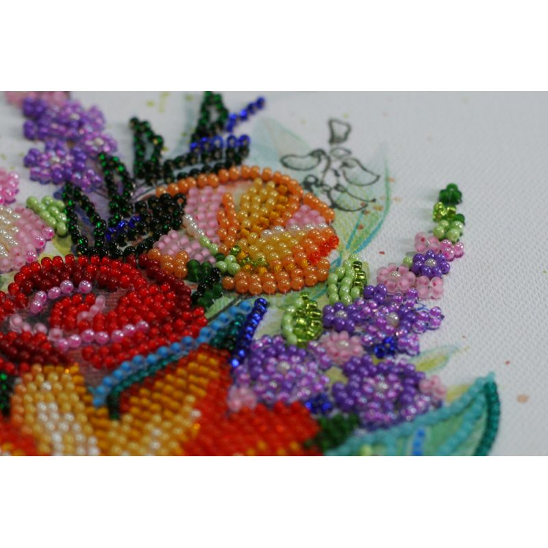 Mid-sized bead embroidery kit Blooming flowers