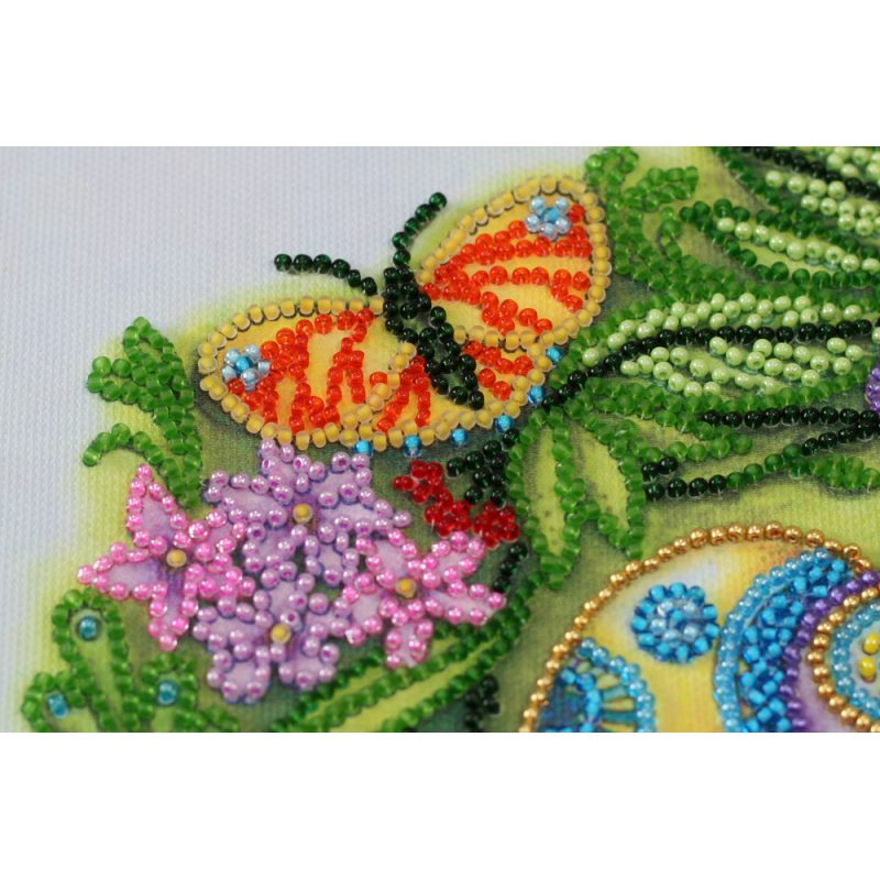 Mid-sized bead embroidery kit Easter wreath