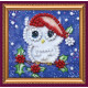 Mini Magnets Bead embroidery kit Little owl and mistletoe