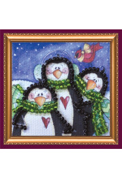 Mini Magnets Bead embroidery kit Penguin family