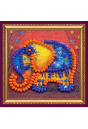 Mini Magnets Bead embroidery kit Orange elephant