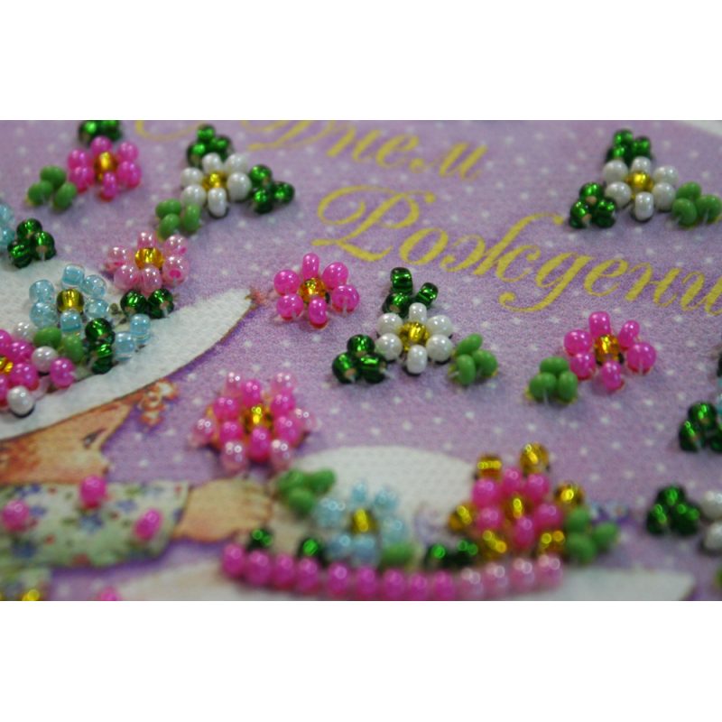 Postcard Bead embroidery kit Happy Birthday – 2