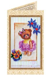 Postcard bead embroidery kits Teddy bear - 5
