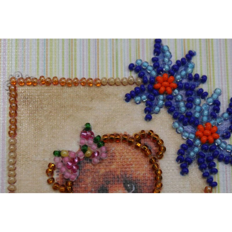 Postcard bead embroidery kits Teddy bear - 5