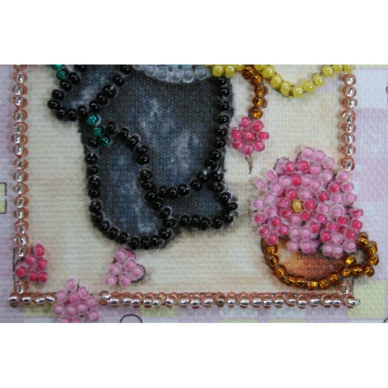 Postcard bead embroidery kits Teddy bear and dragonfly