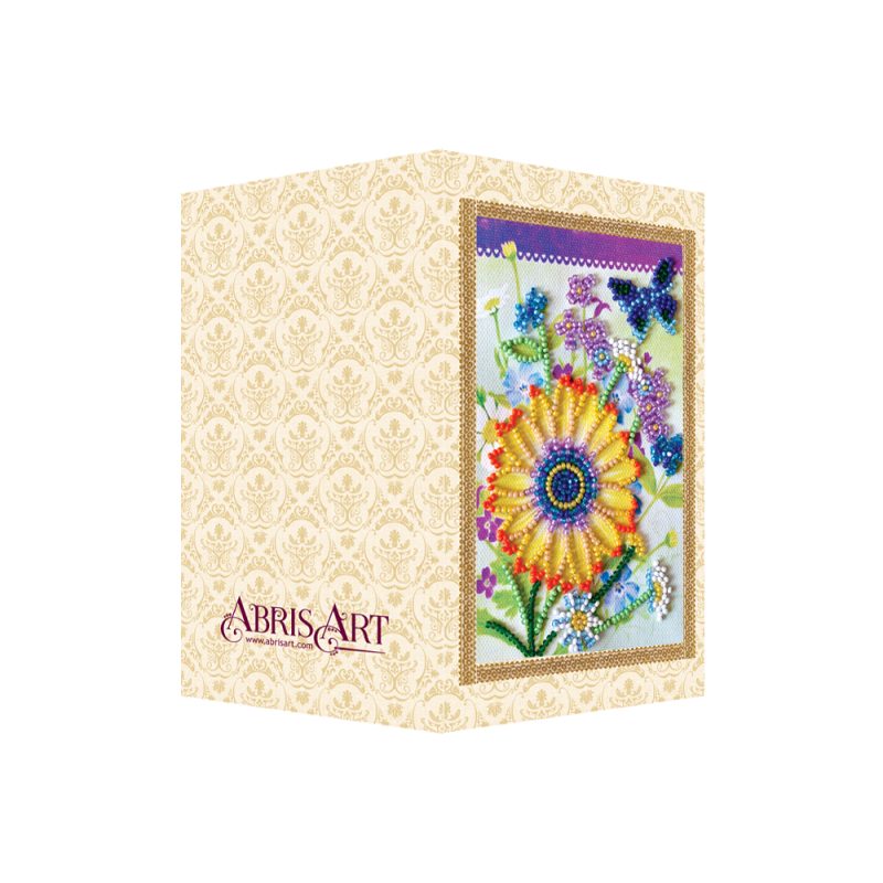 Postcard bead embroidery kits Festive bunch of flowers