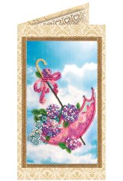 Postcard Bead embroidery kit Flowers are in the umbrella
