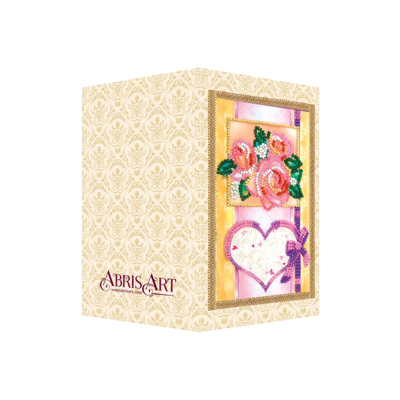 Postcard Bead embroidery kit With love-4