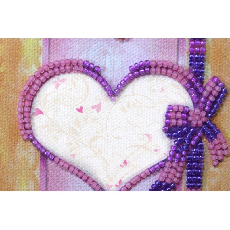 Postcard Bead embroidery kit With love-4