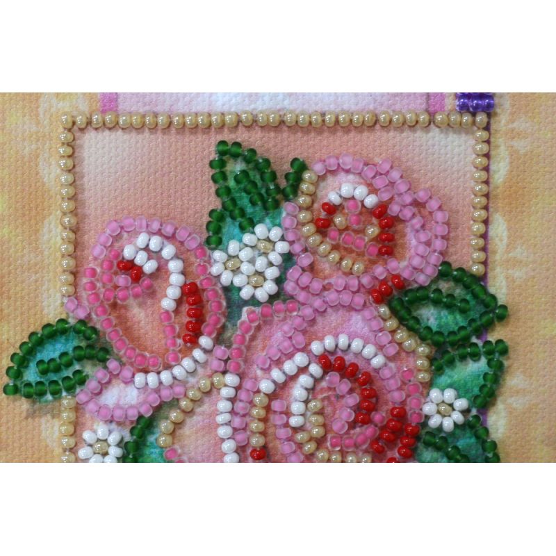 Postcard Bead embroidery kit With love-4