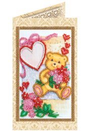 Postcard Bead embroidery kit Teddy bear