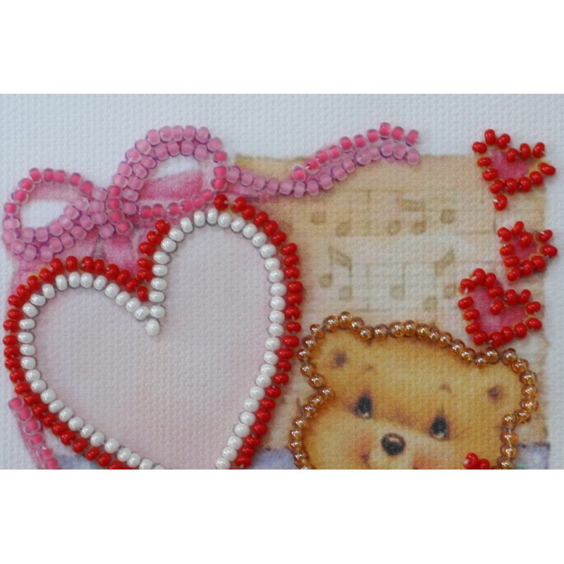 Postcard Bead embroidery kit Teddy bear