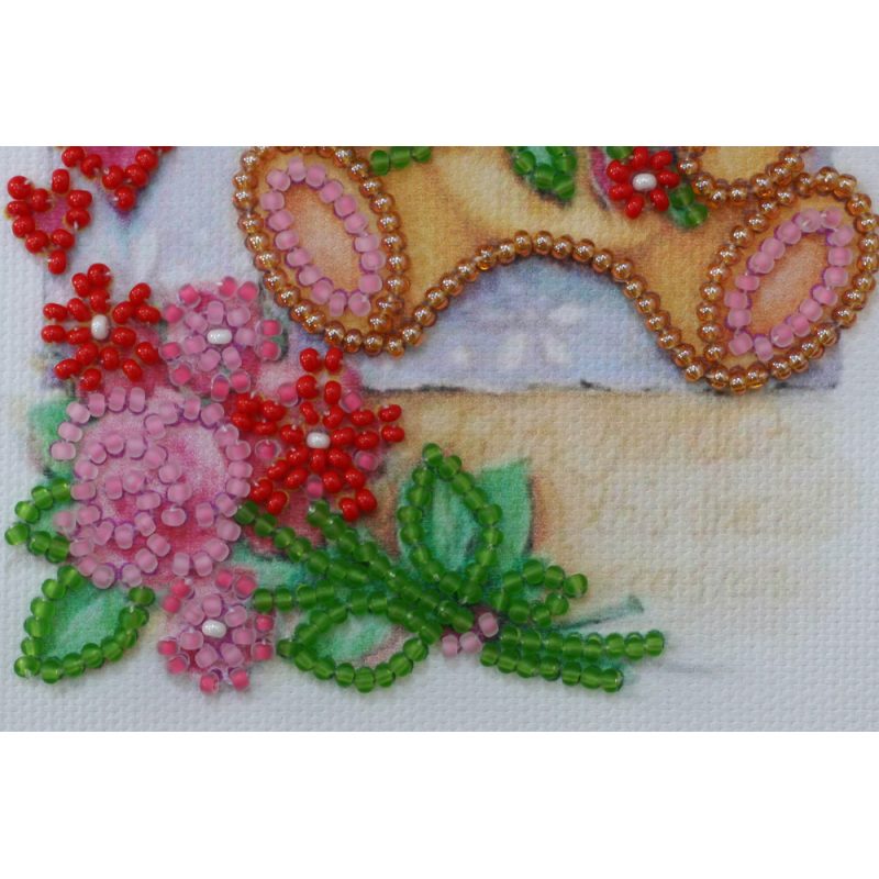 Postcard Bead embroidery kit Teddy bear