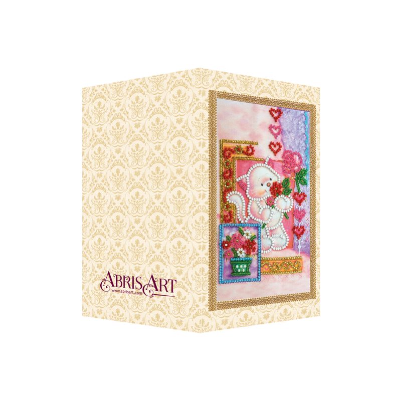 Postcard Bead embroidery kit Pussycat