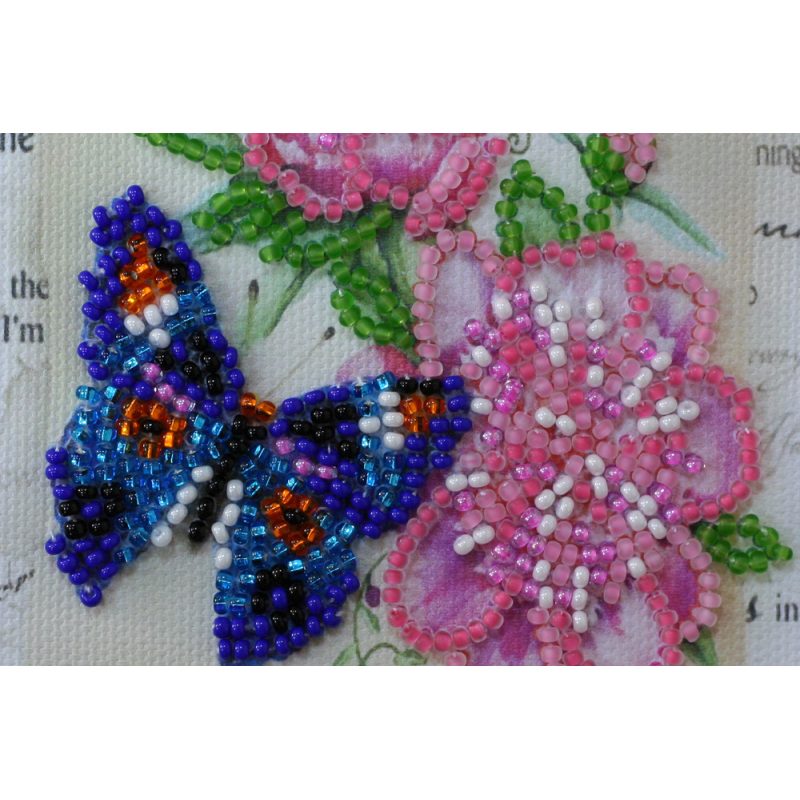 Postcard Bead embroidery kit Flowers and butterfly
