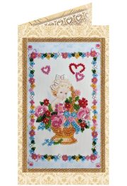 Postcard Bead embroidery kit Flowers by angel