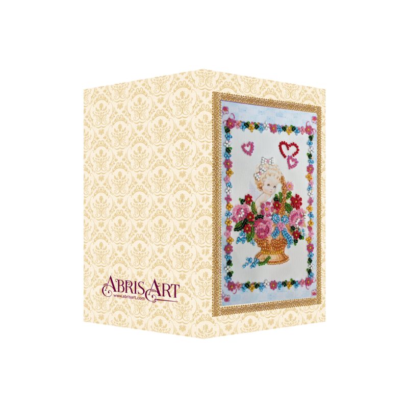 Postcard Bead embroidery kit Flowers by angel