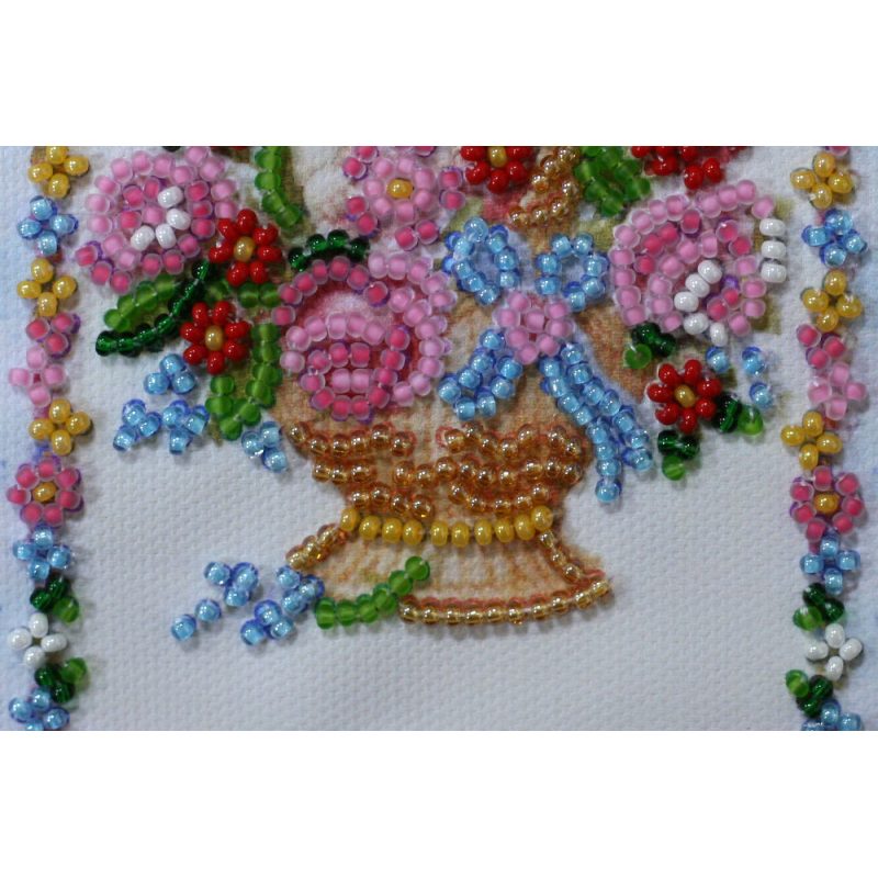 Postcard Bead embroidery kit Flowers by angel