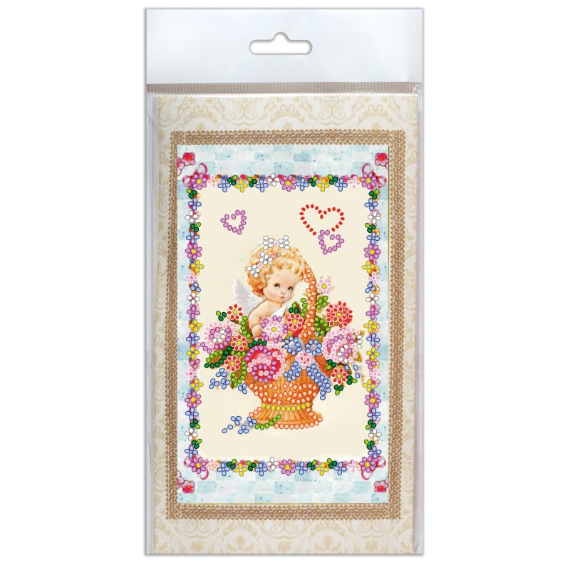 Postcard Bead embroidery kit Flowers by angel