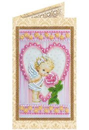 Postcard Bead embroidery kit Angel and Rose