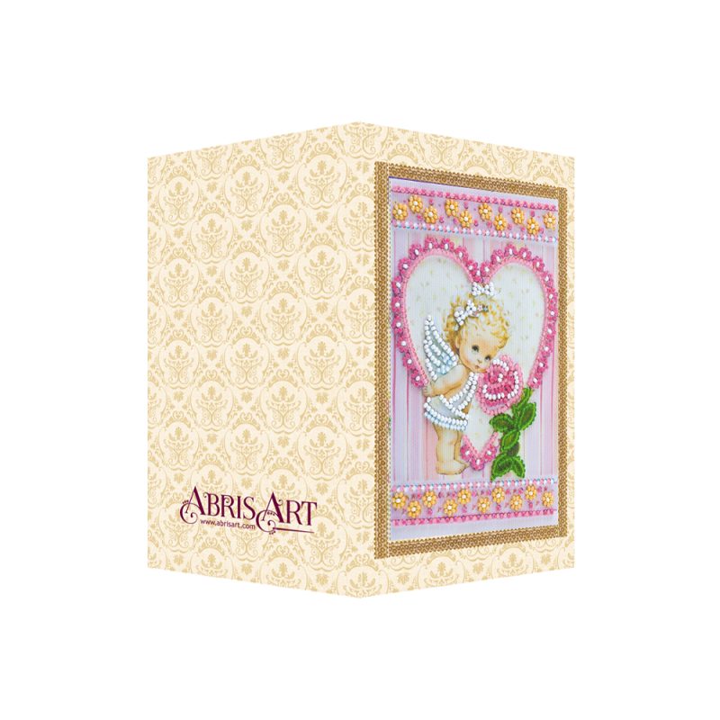 Postcard Bead embroidery kit Angel and Rose