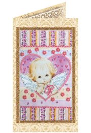 Postcard Bead embroidery kit Little Cupid