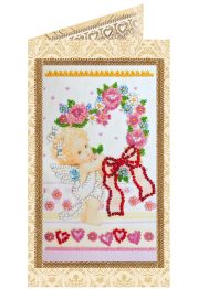 Postcard Bead embroidery kit Mischievous cupid