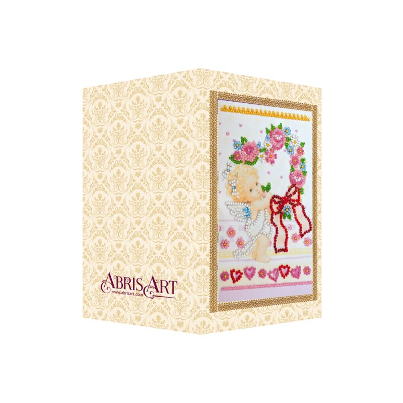 Postcard Bead embroidery kit Mischievous cupid