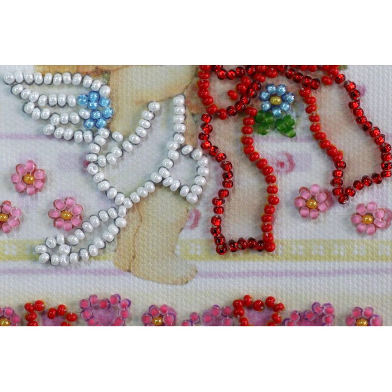 Postcard Bead embroidery kit Mischievous cupid