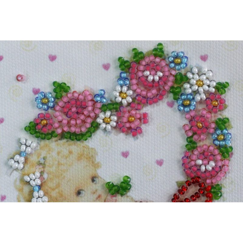 Postcard Bead embroidery kit Mischievous cupid