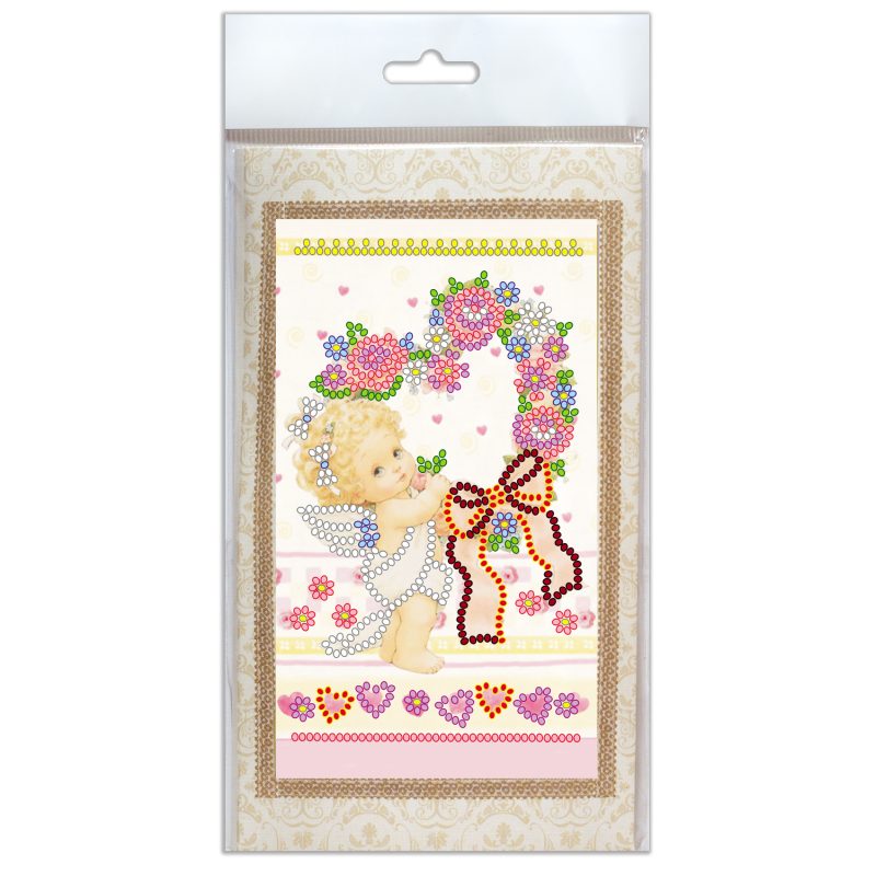 Postcard Bead embroidery kit Mischievous cupid
