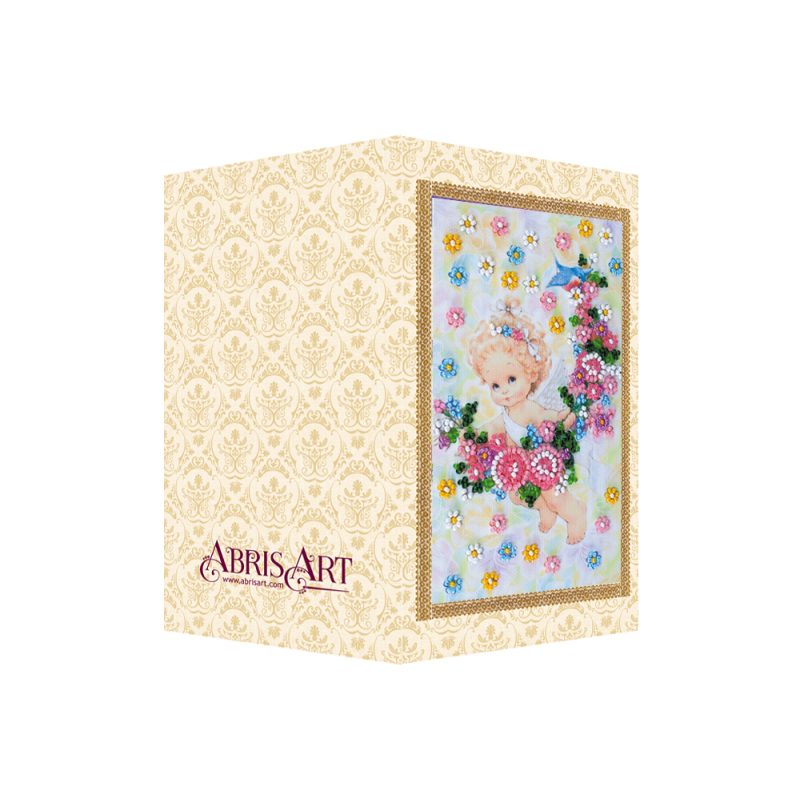 Postcard Bead embroidery kit Present angel