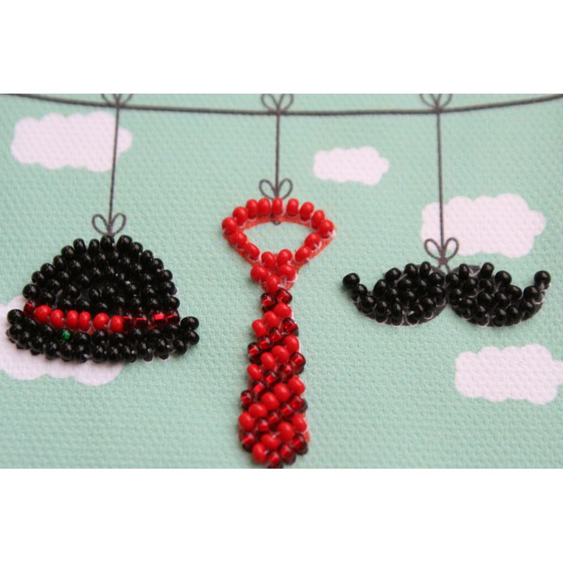 Postcard Bead embroidery kit Gentleman's set
