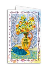 Postcard-envelope for microbead embroidery Still Life with a Fan