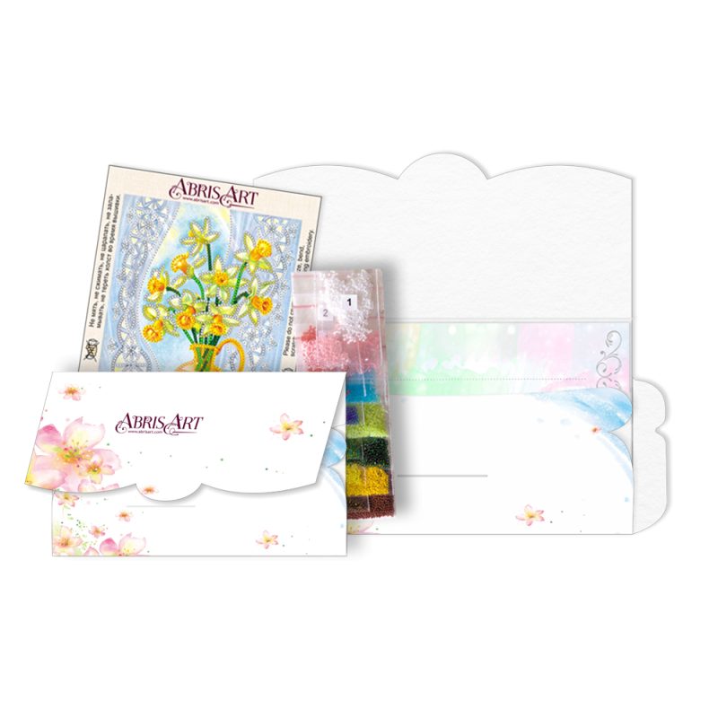 Postcard-envelope for microbead embroidery Still Life with a Fan