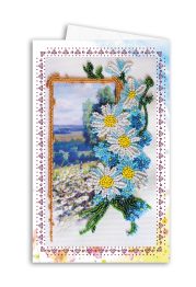 Postcard-envelope for microbead embroidery Chamomile field