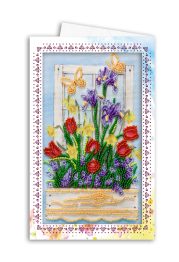 Postcard-envelope for microbead embroidery Early spring