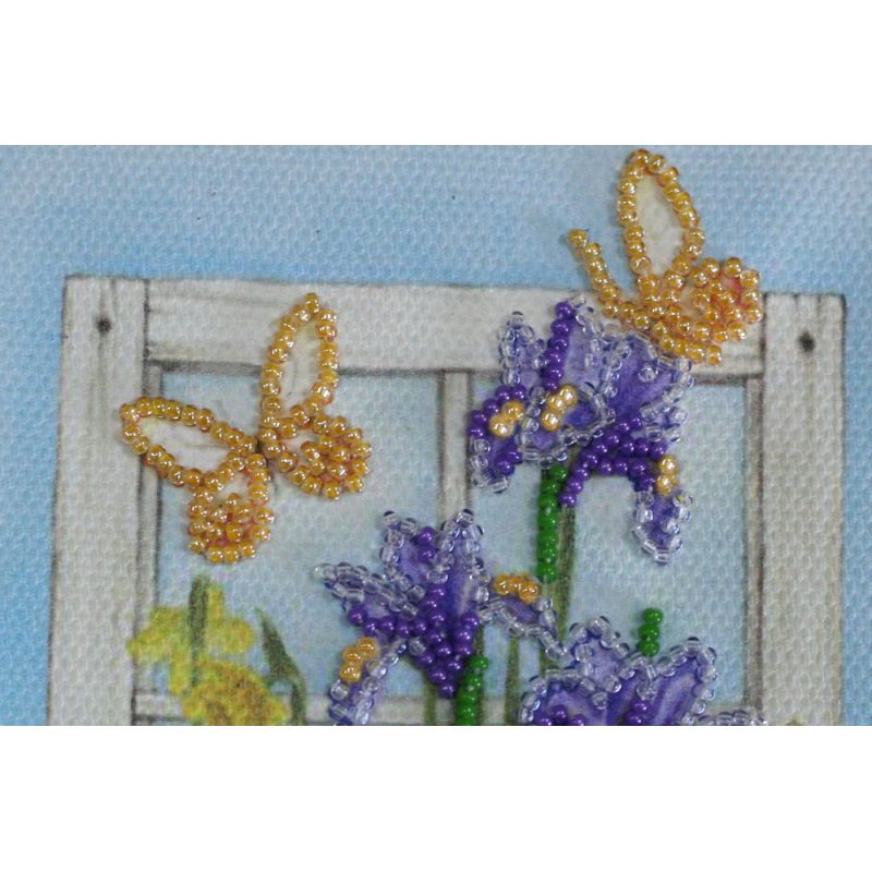 Postcard-envelope for microbead embroidery Early spring