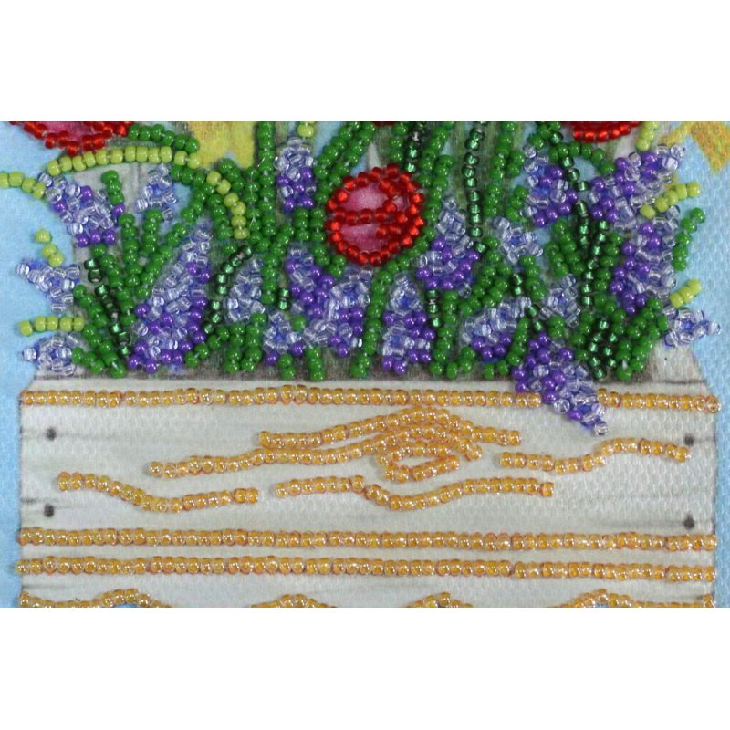 Postcard-envelope for microbead embroidery Early spring