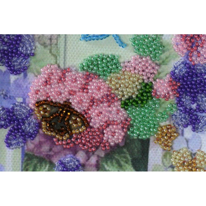 Postcard-envelope for microbead embroidery Dragonfly and Butterfly