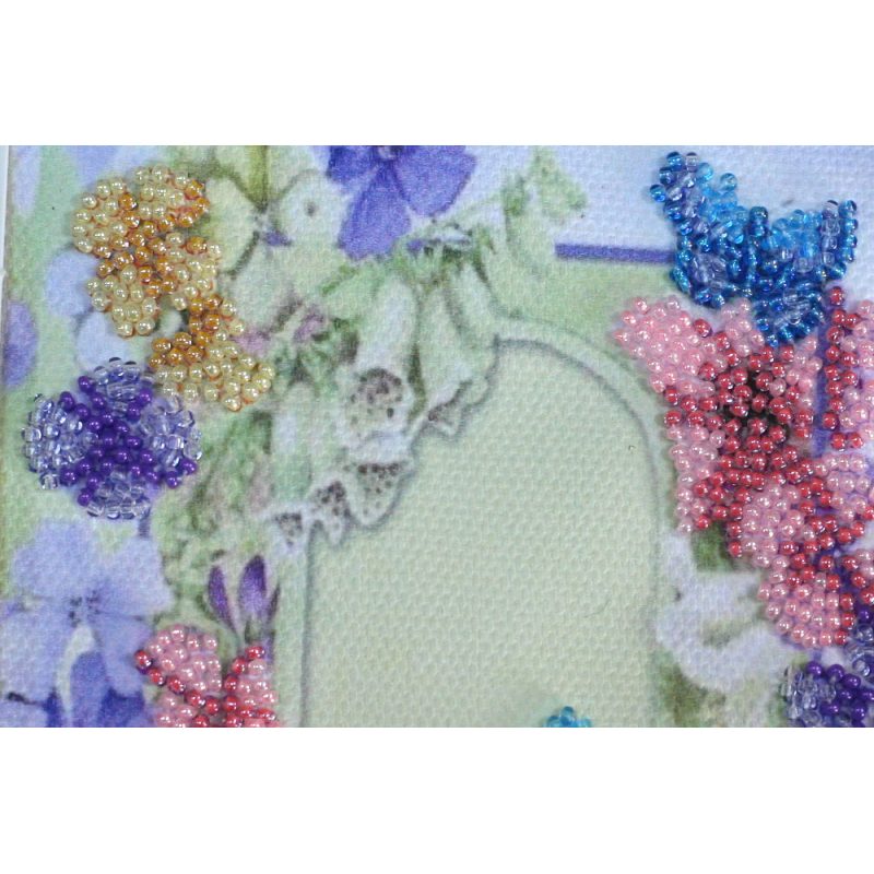 Postcard-envelope for microbead embroidery Dragonfly and Butterfly